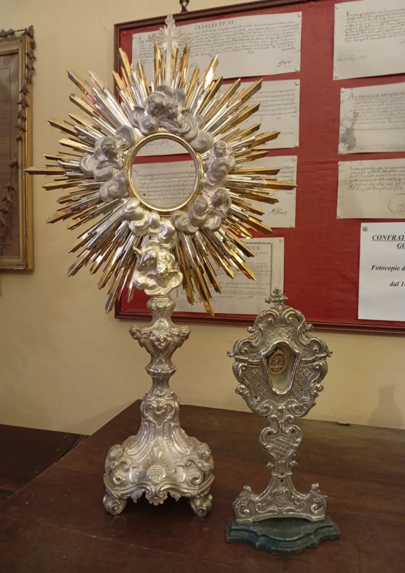 Ostensorio e reliquiario in argento – Oratorio del Gonfalone, Voltaggio