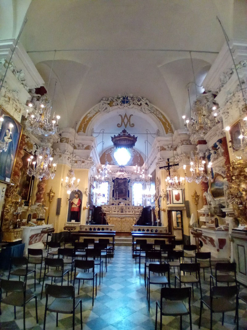 Vista dell'ingresso dell'Oratorio del Gonfalone di Voltaggio, 2025